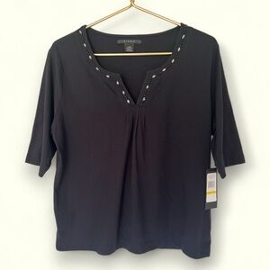 NWOT KIARA Black Stretch Knit Top Sz. L